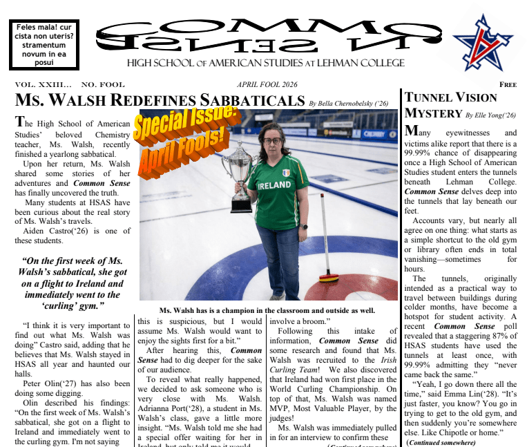 April Fools Cover Page of Newspaper.